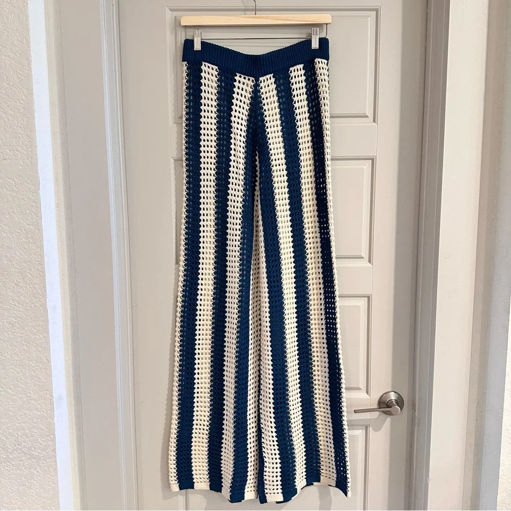 VICI Bradley Crochet Wide Leg Cover Up Pants Teal Size Medium - Picture 3 of 8
